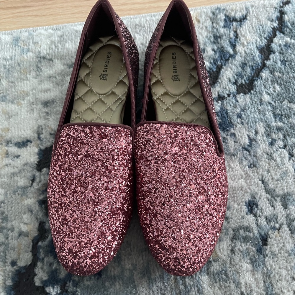 Brand new Birdies Pink Sparkle Flats sz8